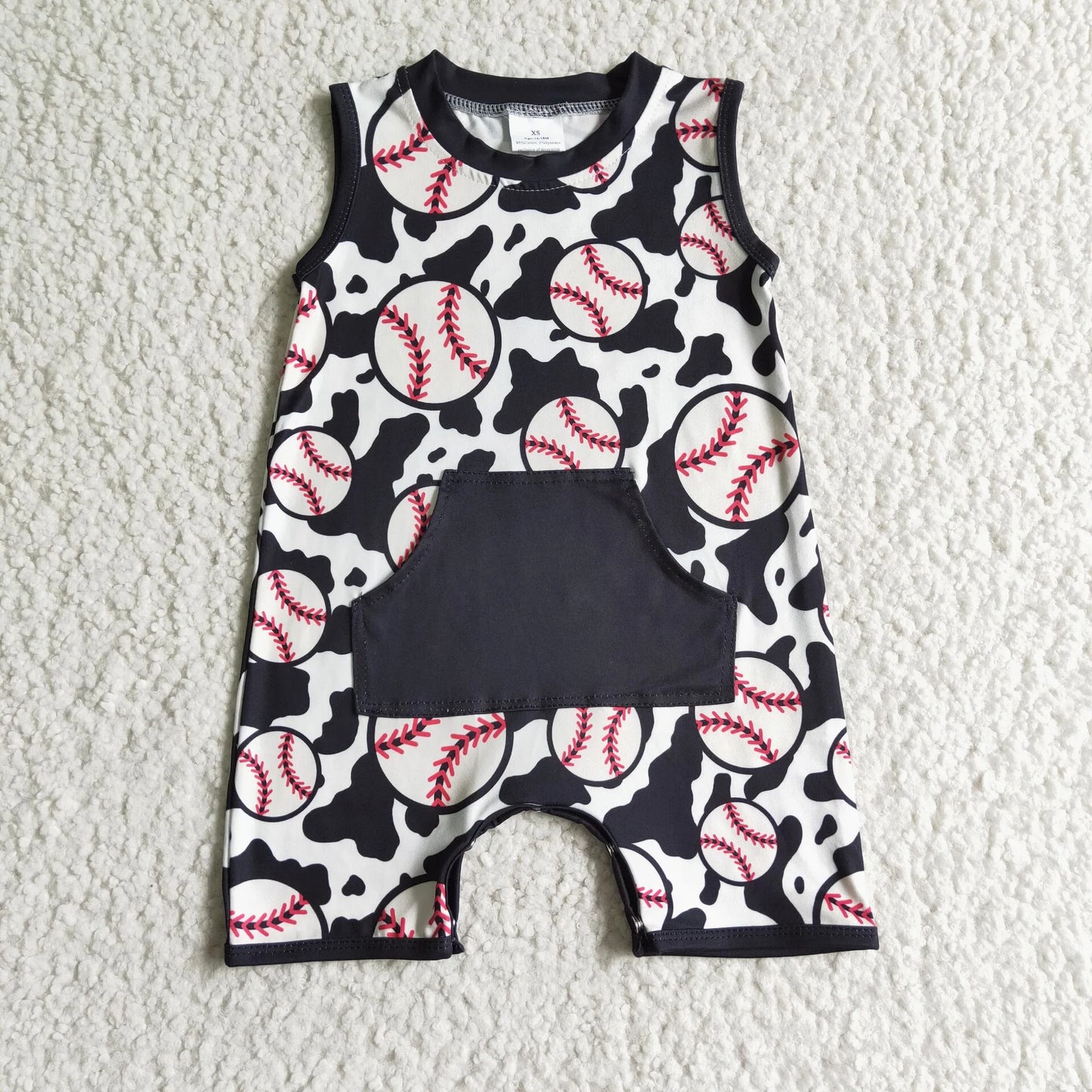 Cow baseball romper