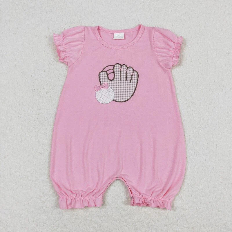 Baseball romper pink