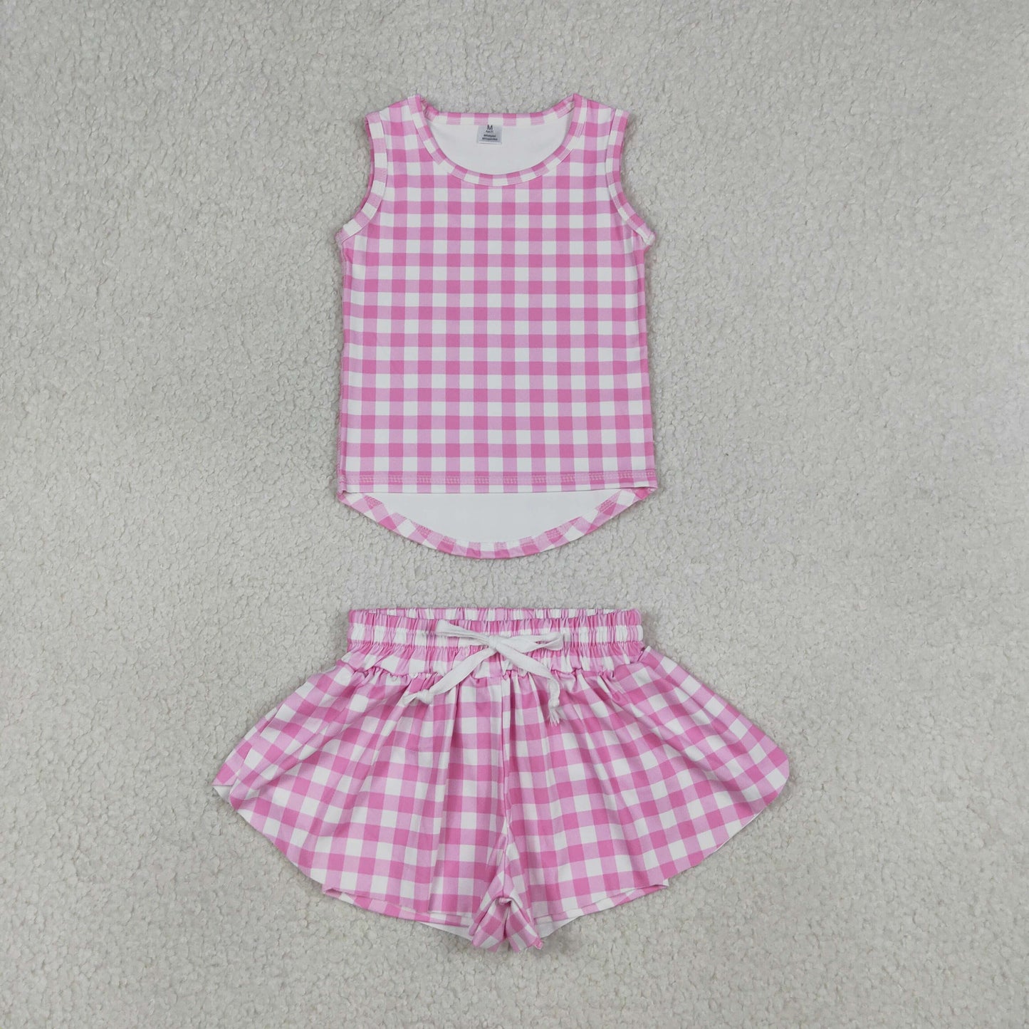 Yoga pink plaid 2pc set