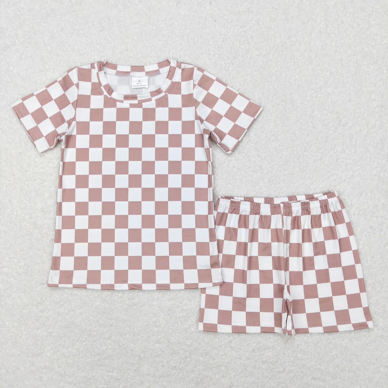 Khaki/ white checkered summer pjs