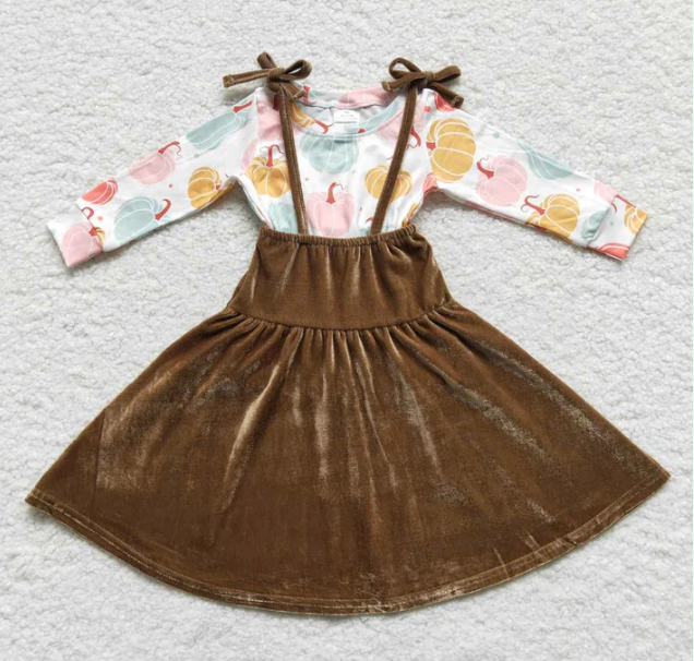 Brown Velvet Tie Dress