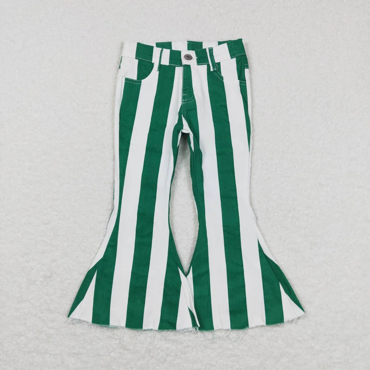 Green & white denim