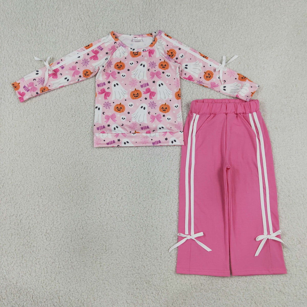 Pink Halloween bows pants set