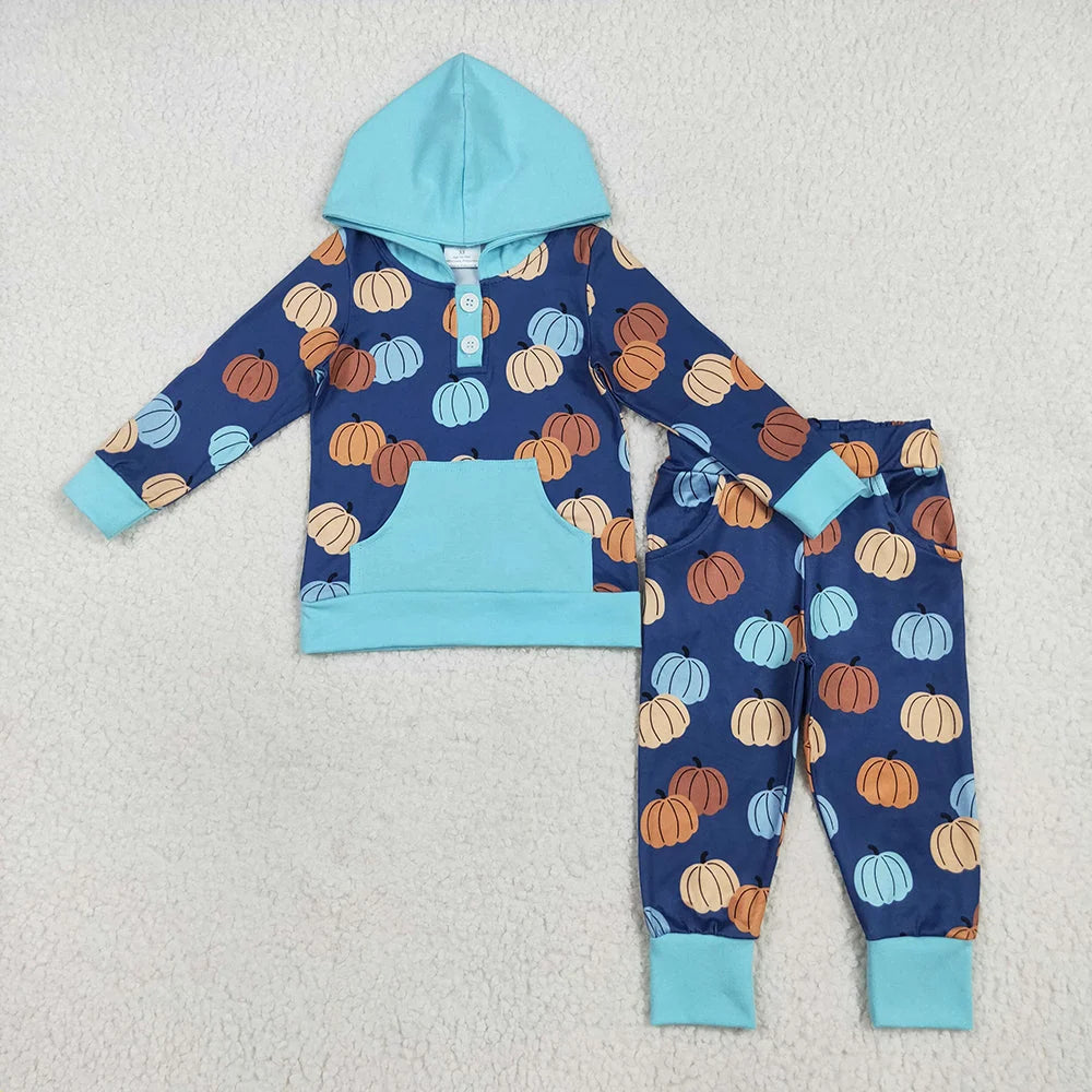 Blue pumpkin hooded set