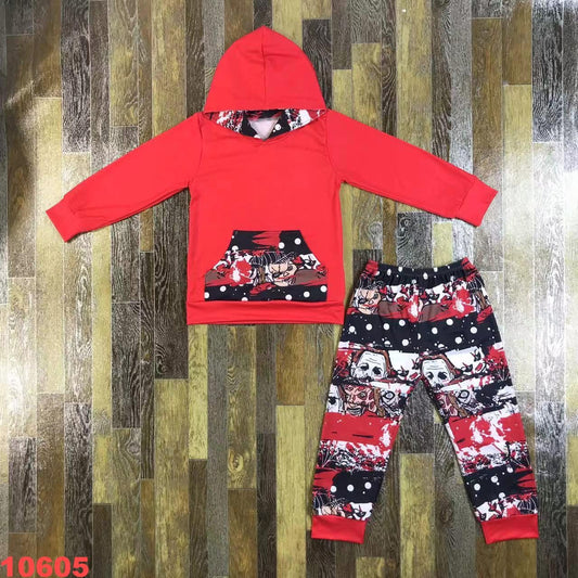 Red Scary Hooded Set