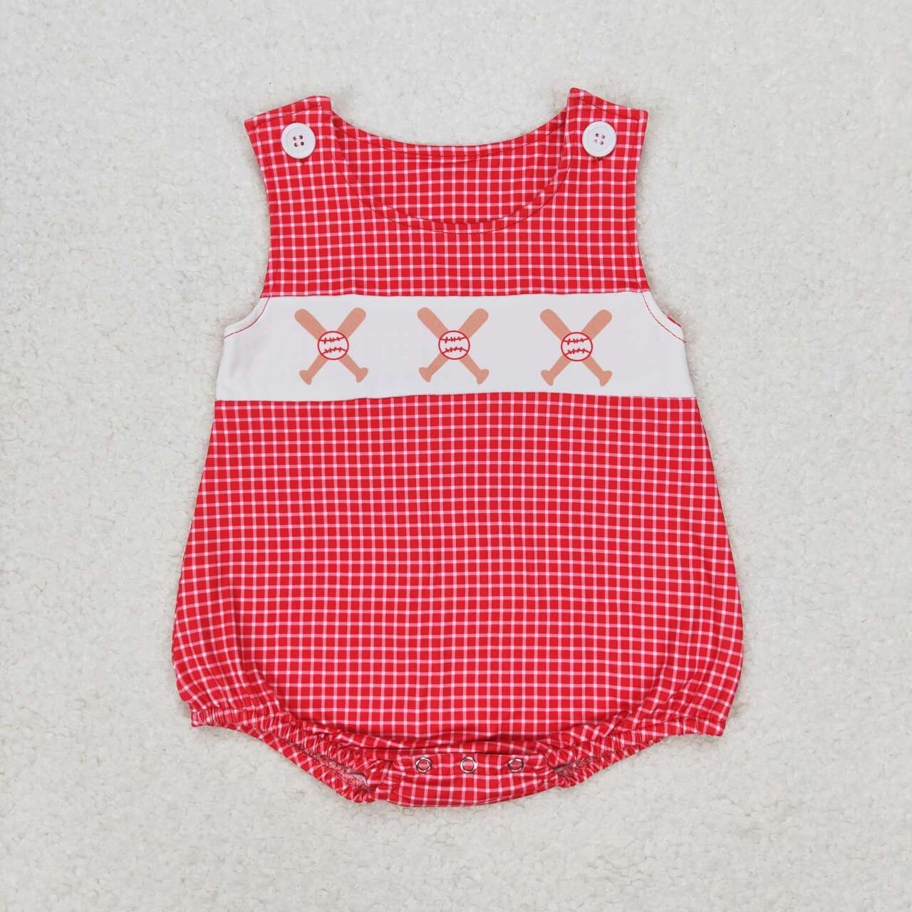 Red baseball romper