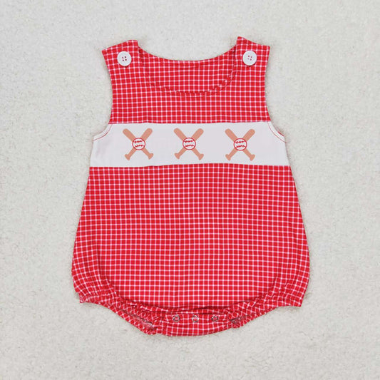 Red baseball romper