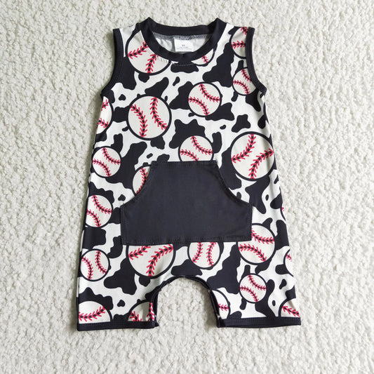 Cow baseball romper