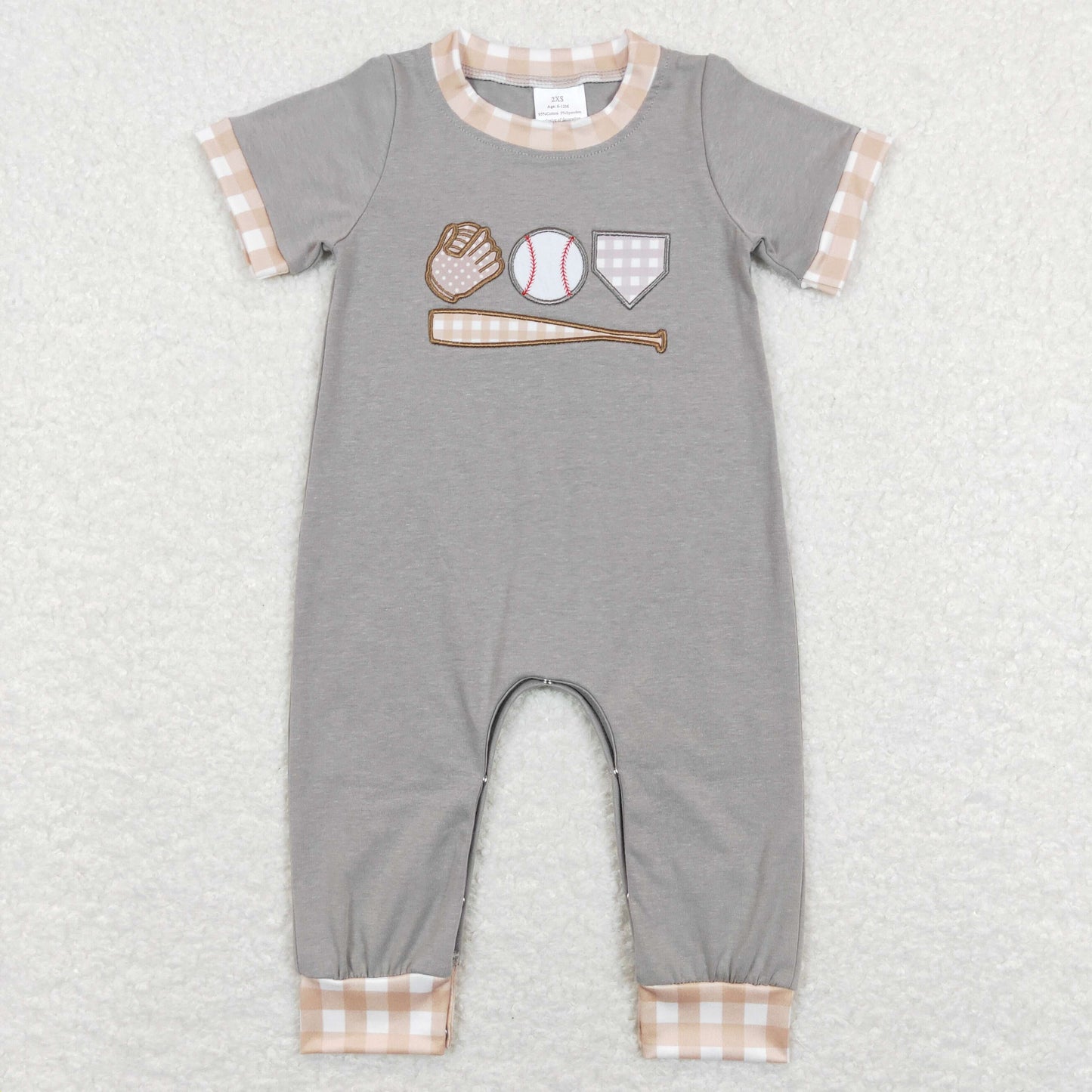 Grey baseball romper boy