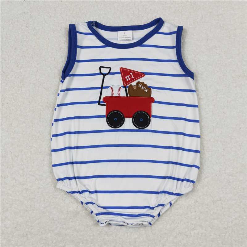 Baseball wagon romper
