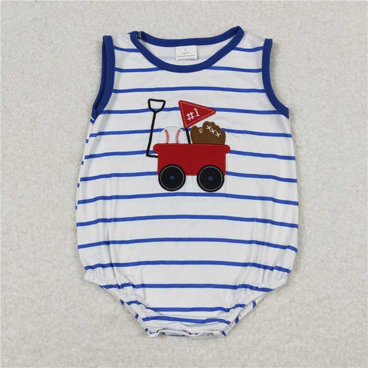 Baseball wagon romper