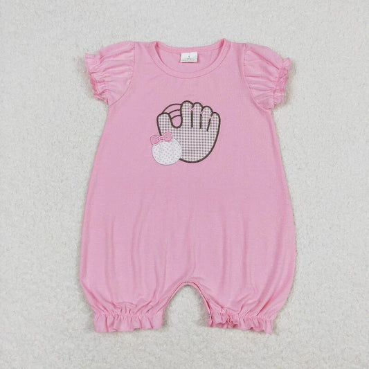 Baseball romper pink