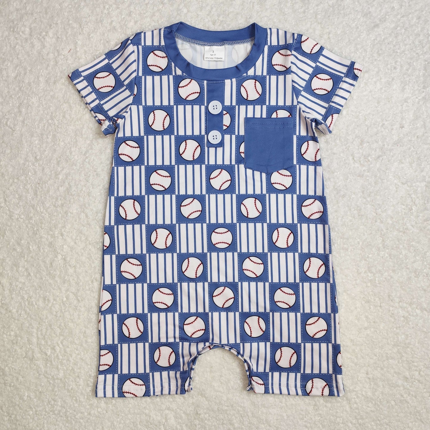 Short sleeve baseball romper