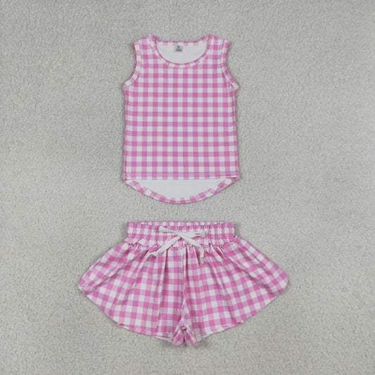 Yoga pink plaid 2pc set