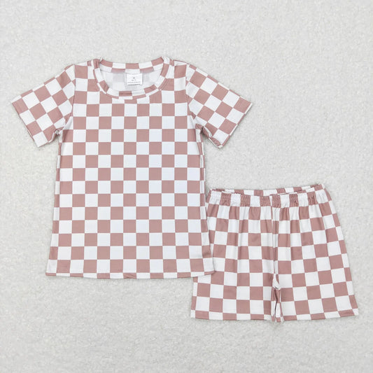 Khaki/ white checkered summer pjs