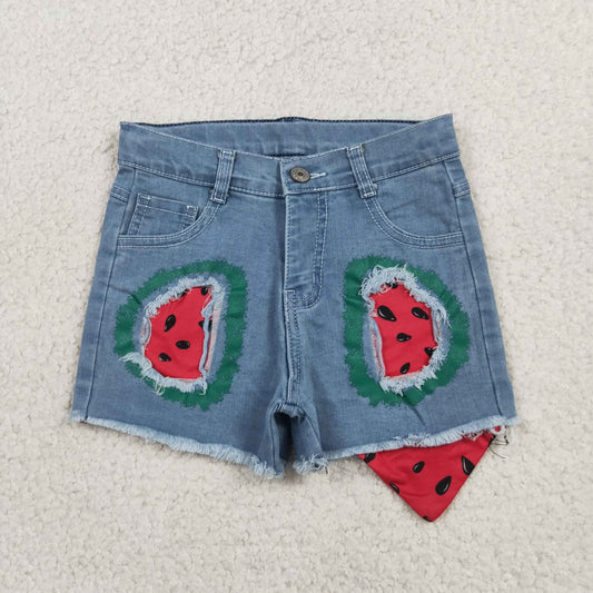 Watermelon denim shorts