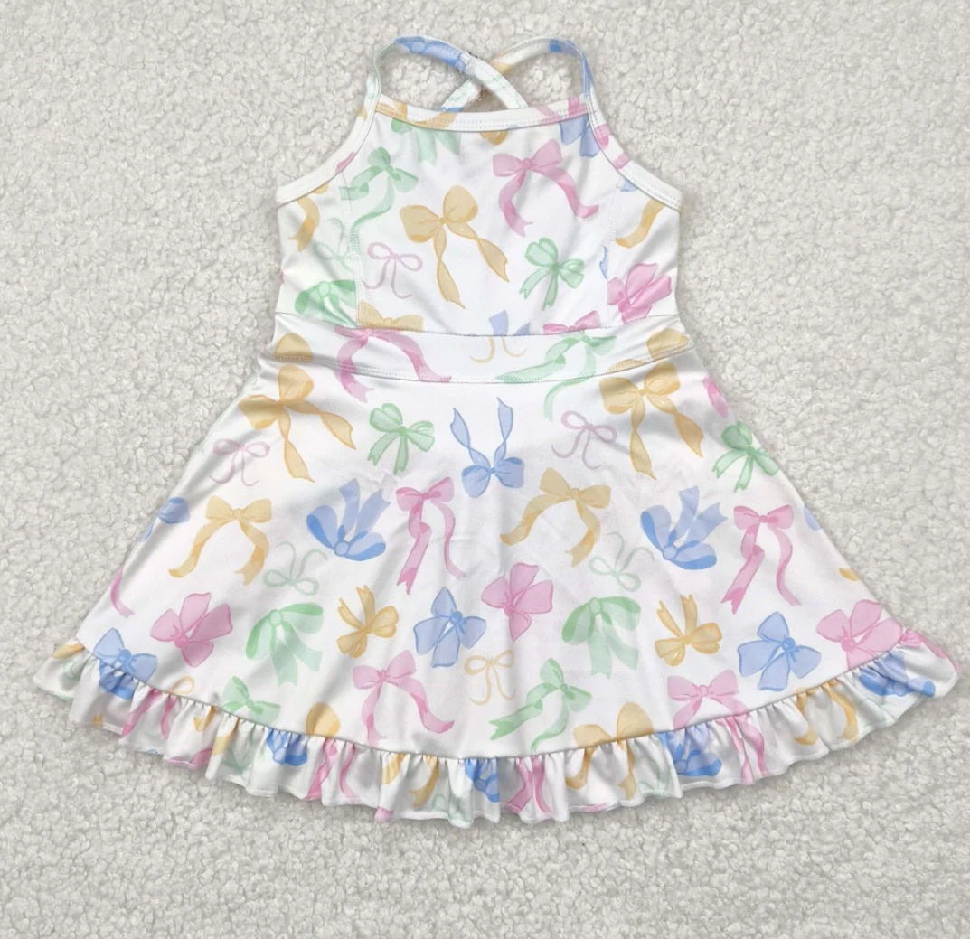 Multi Color Bows Yoga Dress (With Shorts)