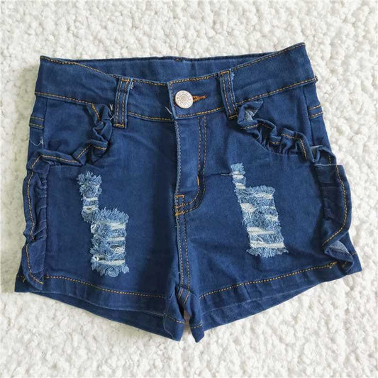Ripped Dark Wash Shorts