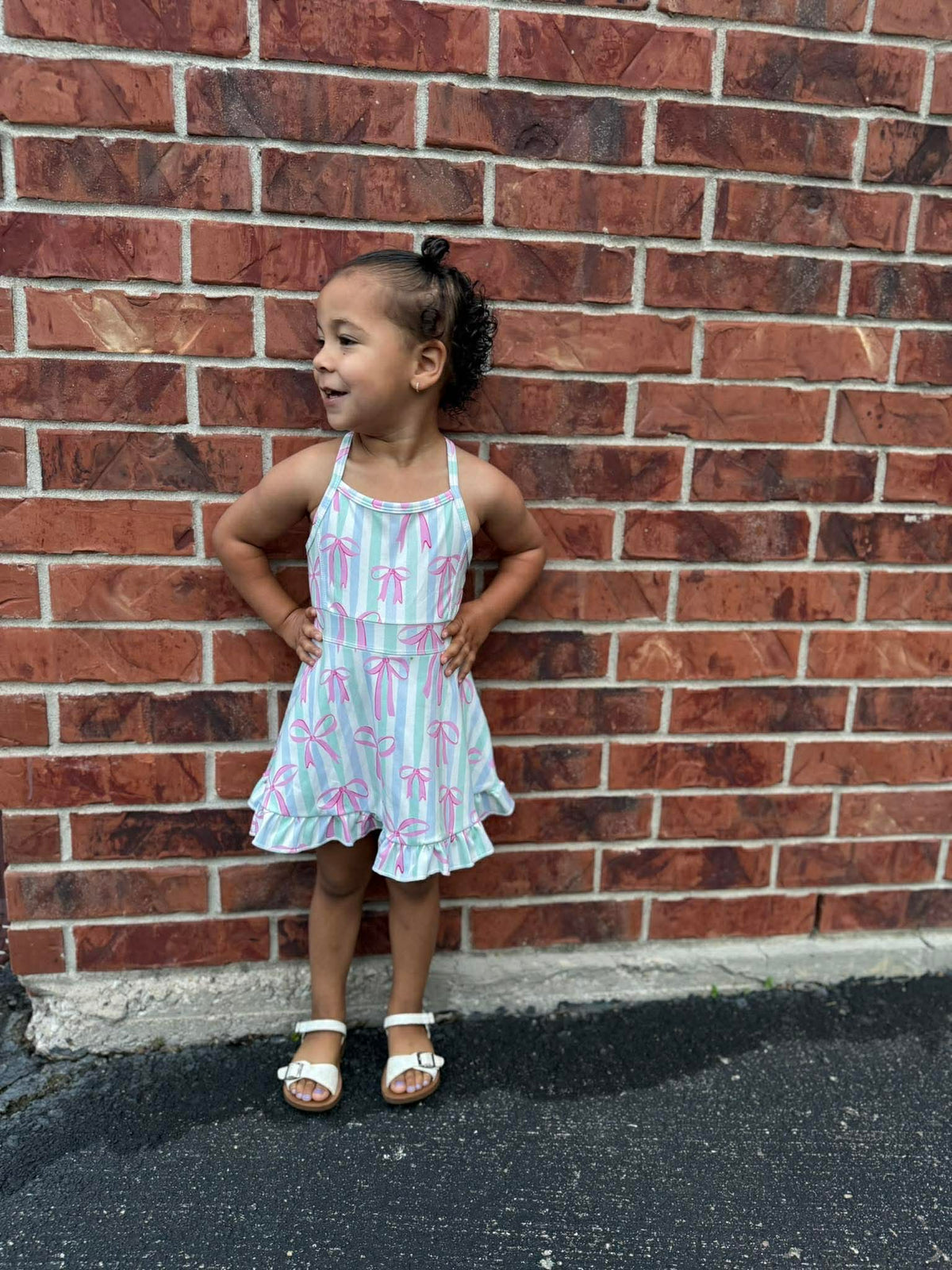 Pink Bows Yoga Dress (With Shorts)