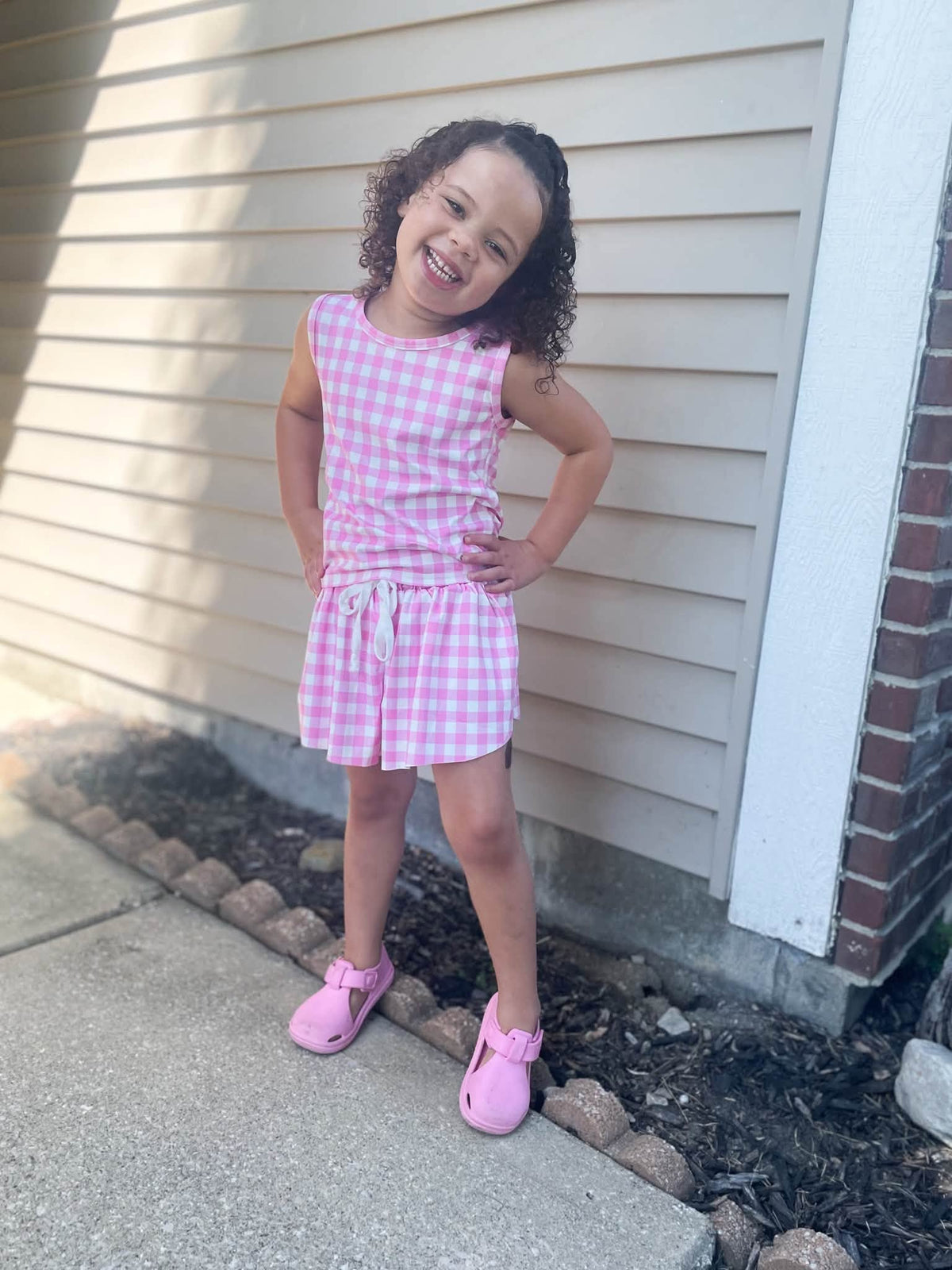Yoga Pink Plaid 2pc Set