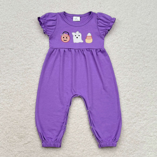 Purple Embroidered Romper
