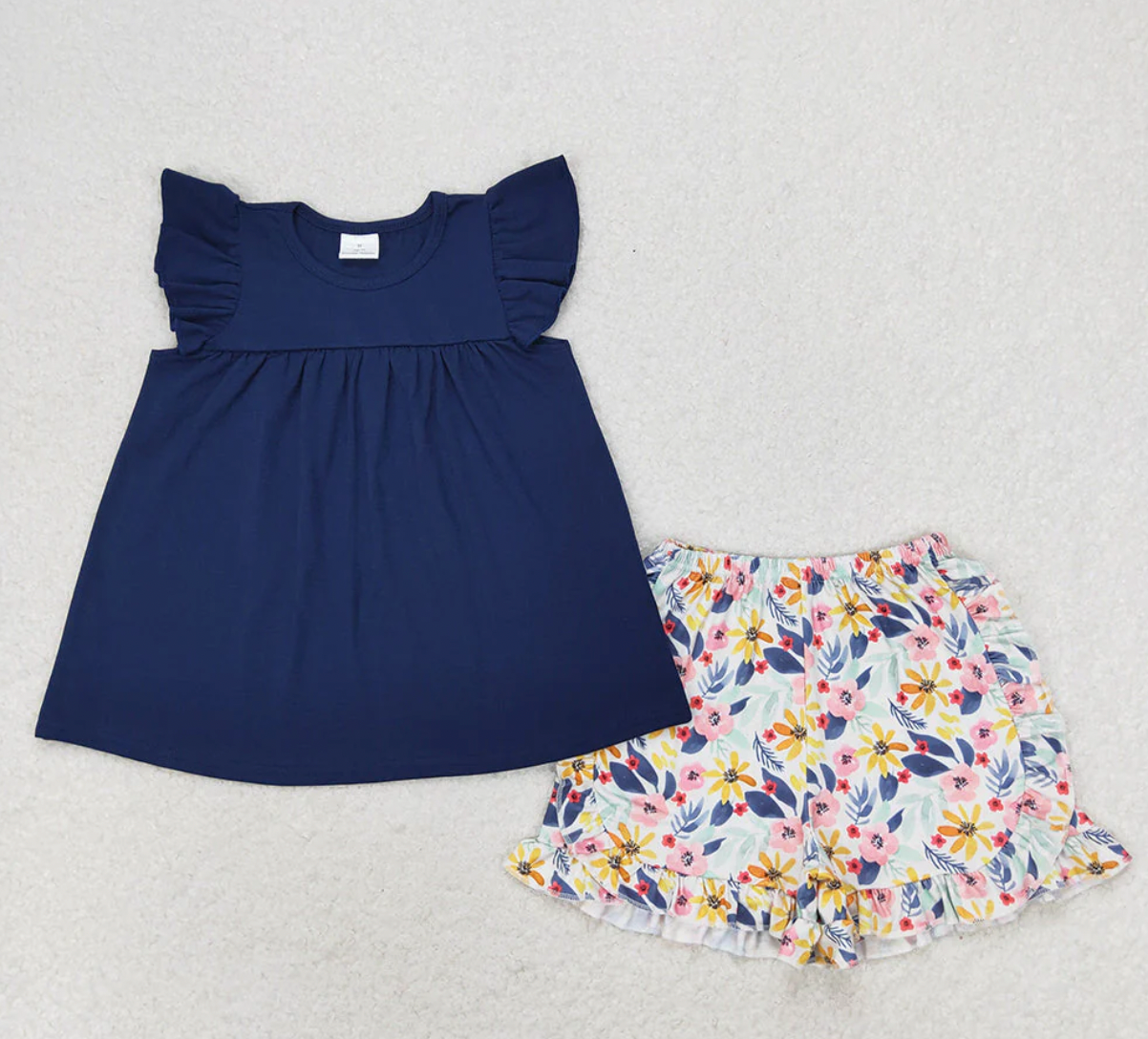 Navy Floral Short Set