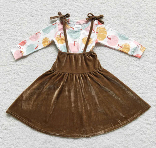 Brown Velvet Tie Dress